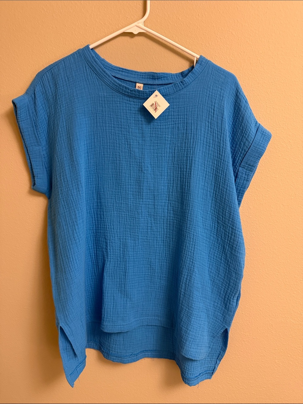 Zenana Outfitters Bright Blue Gauze Short Sleeve Tunic